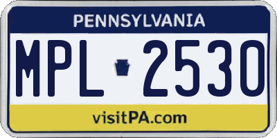 PA license plate MPL2530