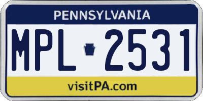 PA license plate MPL2531