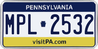 PA license plate MPL2532