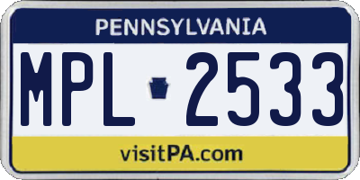 PA license plate MPL2533