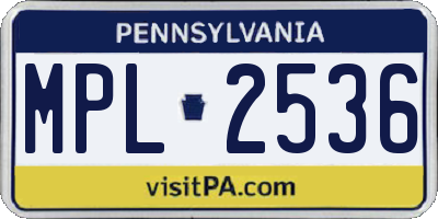 PA license plate MPL2536