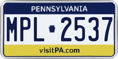 PA license plate MPL2537