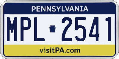 PA license plate MPL2541