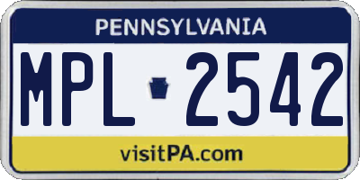 PA license plate MPL2542