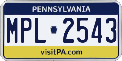 PA license plate MPL2543