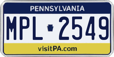 PA license plate MPL2549