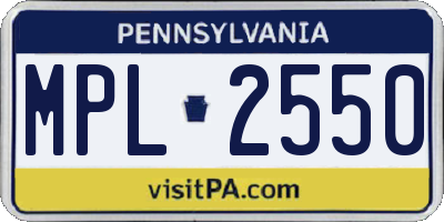 PA license plate MPL2550
