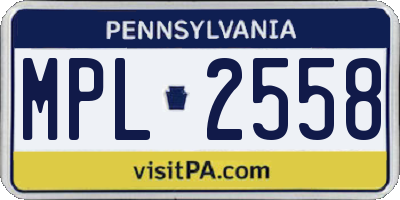 PA license plate MPL2558