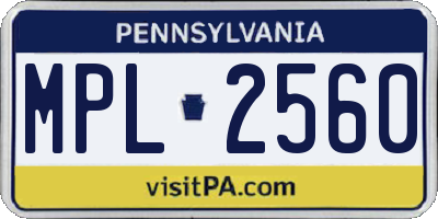PA license plate MPL2560