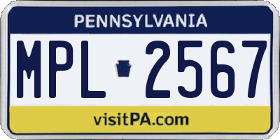 PA license plate MPL2567
