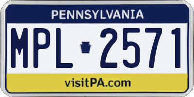 PA license plate MPL2571