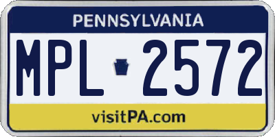 PA license plate MPL2572