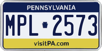 PA license plate MPL2573