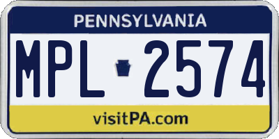 PA license plate MPL2574