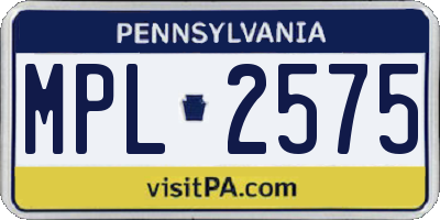 PA license plate MPL2575