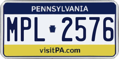 PA license plate MPL2576