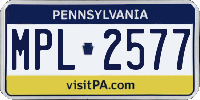 PA license plate MPL2577