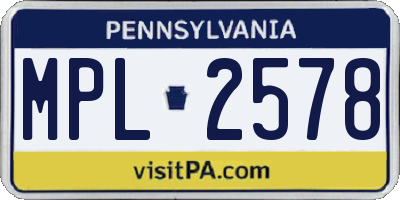 PA license plate MPL2578
