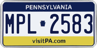 PA license plate MPL2583