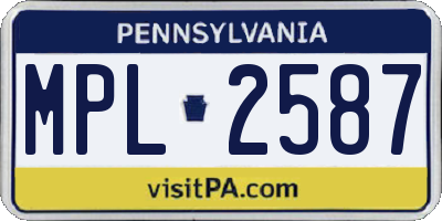 PA license plate MPL2587