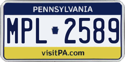 PA license plate MPL2589