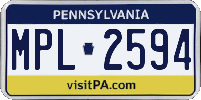 PA license plate MPL2594