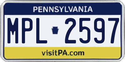 PA license plate MPL2597