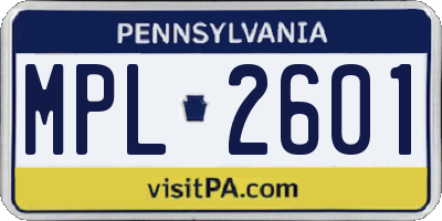PA license plate MPL2601