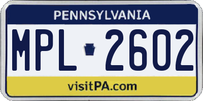 PA license plate MPL2602