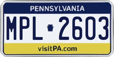 PA license plate MPL2603