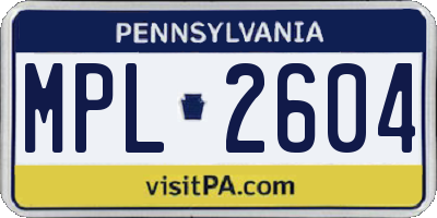 PA license plate MPL2604
