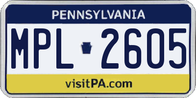 PA license plate MPL2605