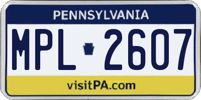 PA license plate MPL2607