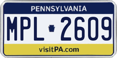 PA license plate MPL2609