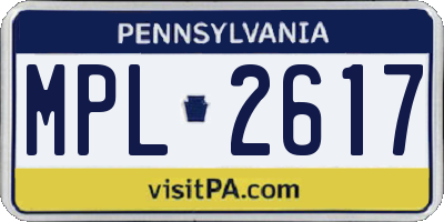 PA license plate MPL2617