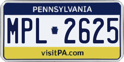 PA license plate MPL2625