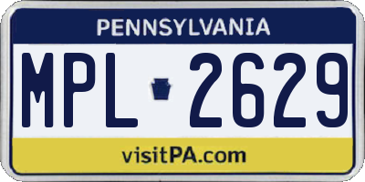 PA license plate MPL2629
