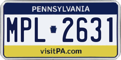 PA license plate MPL2631