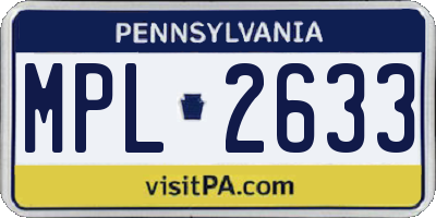 PA license plate MPL2633