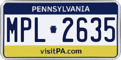 PA license plate MPL2635