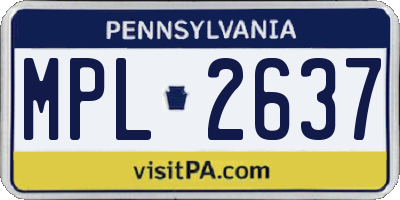 PA license plate MPL2637