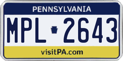PA license plate MPL2643