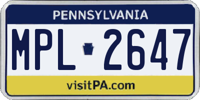 PA license plate MPL2647