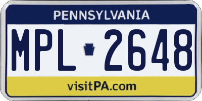PA license plate MPL2648