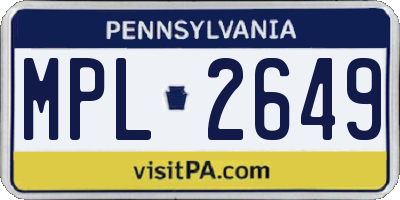 PA license plate MPL2649