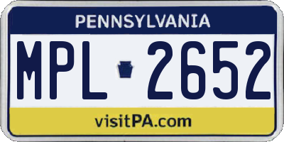 PA license plate MPL2652