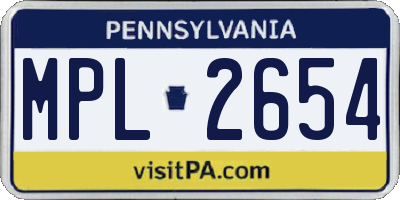 PA license plate MPL2654