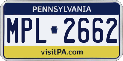 PA license plate MPL2662