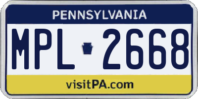PA license plate MPL2668