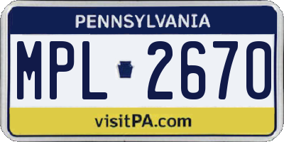PA license plate MPL2670